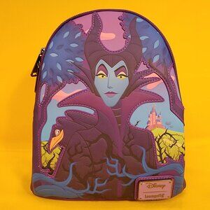 Loungefly Disney Villains Sleeping Beauty Maleficent Crow Layered Mini Backpack